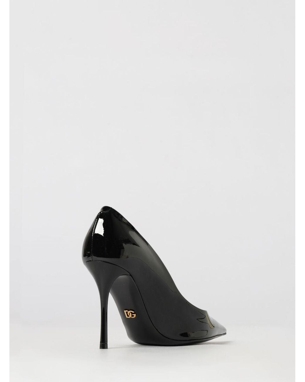 Dolce & Gabbana Black Dolce &Amp Gabbana Patent Leather Court Shoes With Dg Monogram And Stiletto Heel