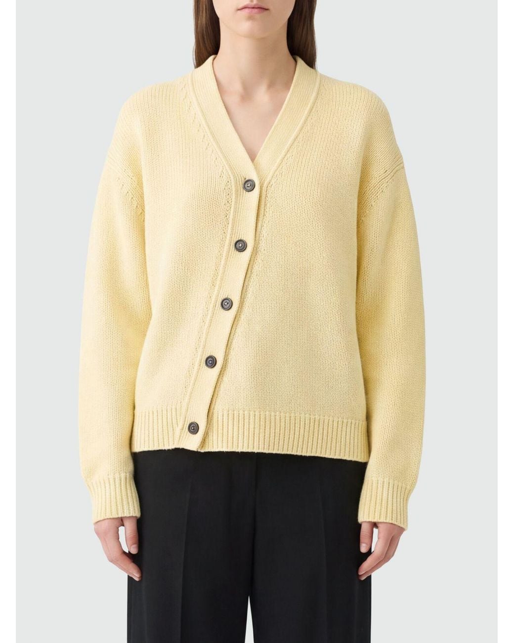 Jil Sander Natural Wool And Cashmere V-Neck Cardigan With Buttons