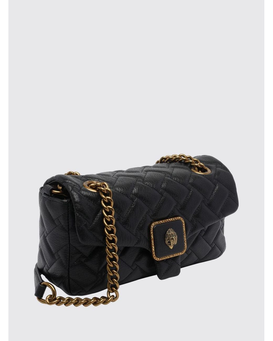 Kurt Geiger Black Kensington Embroidered Quilted Leather Shoulder Bag