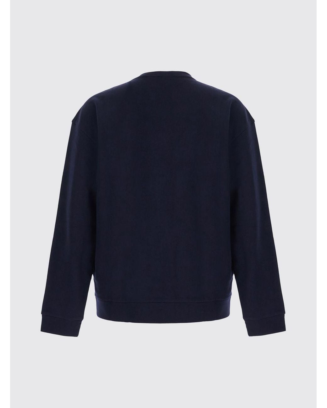 Giorgio Armani Blue Cotton Crewneck Jumper With Embroidered Monogram for men