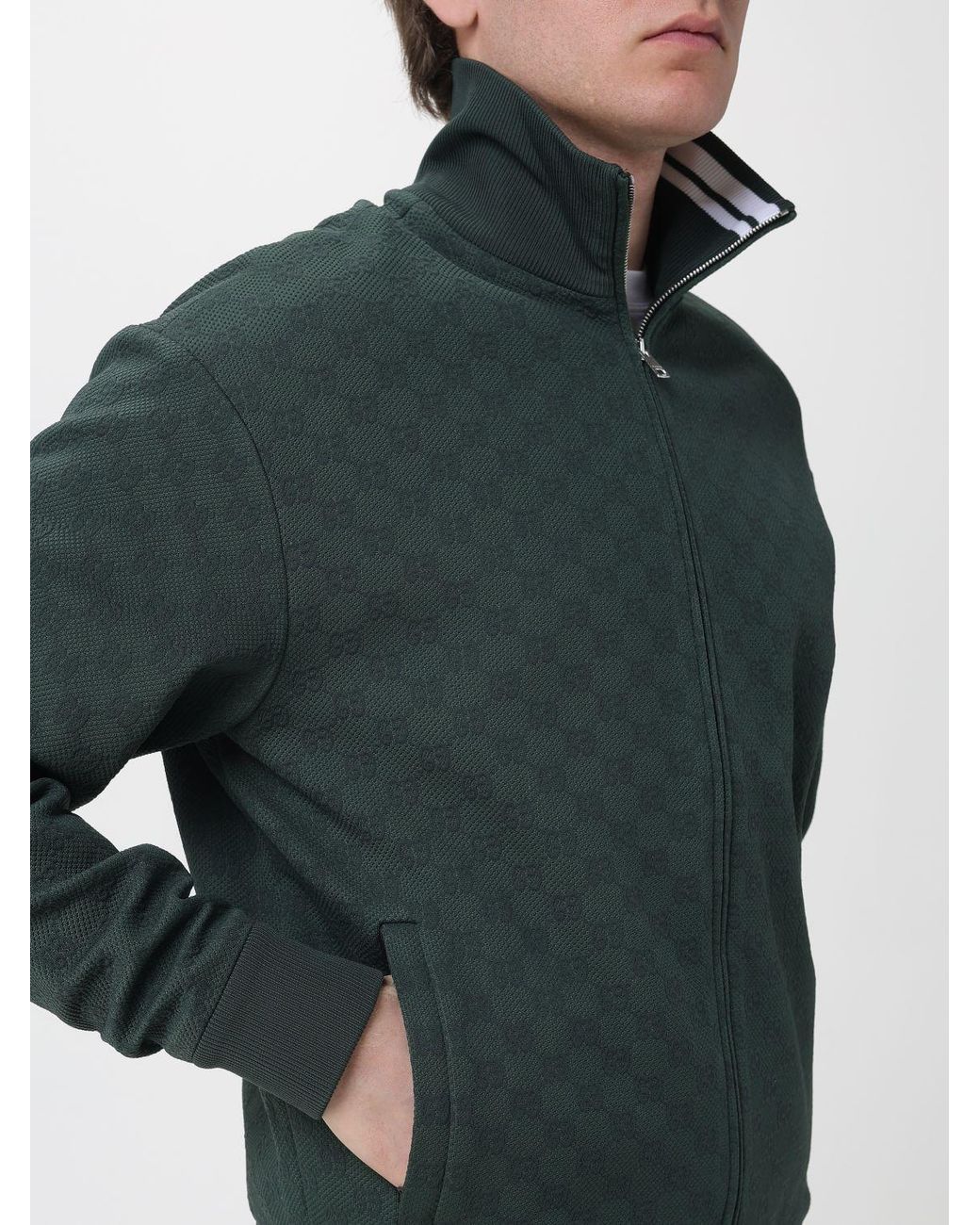 Gucci Green Jersey Zip Sweatshirt for men