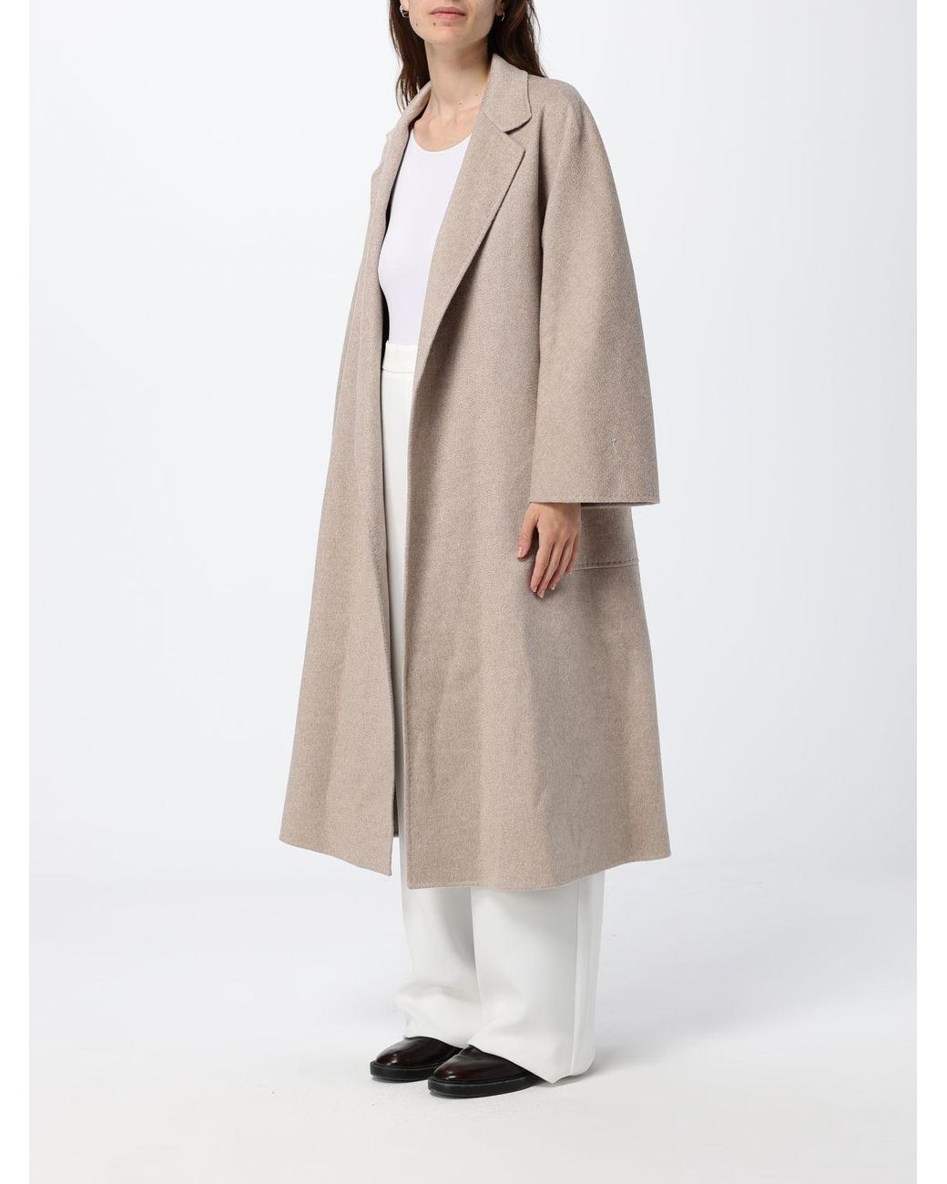 Max Mara White Ludmilla Long Cashmere Belted Robe Coat