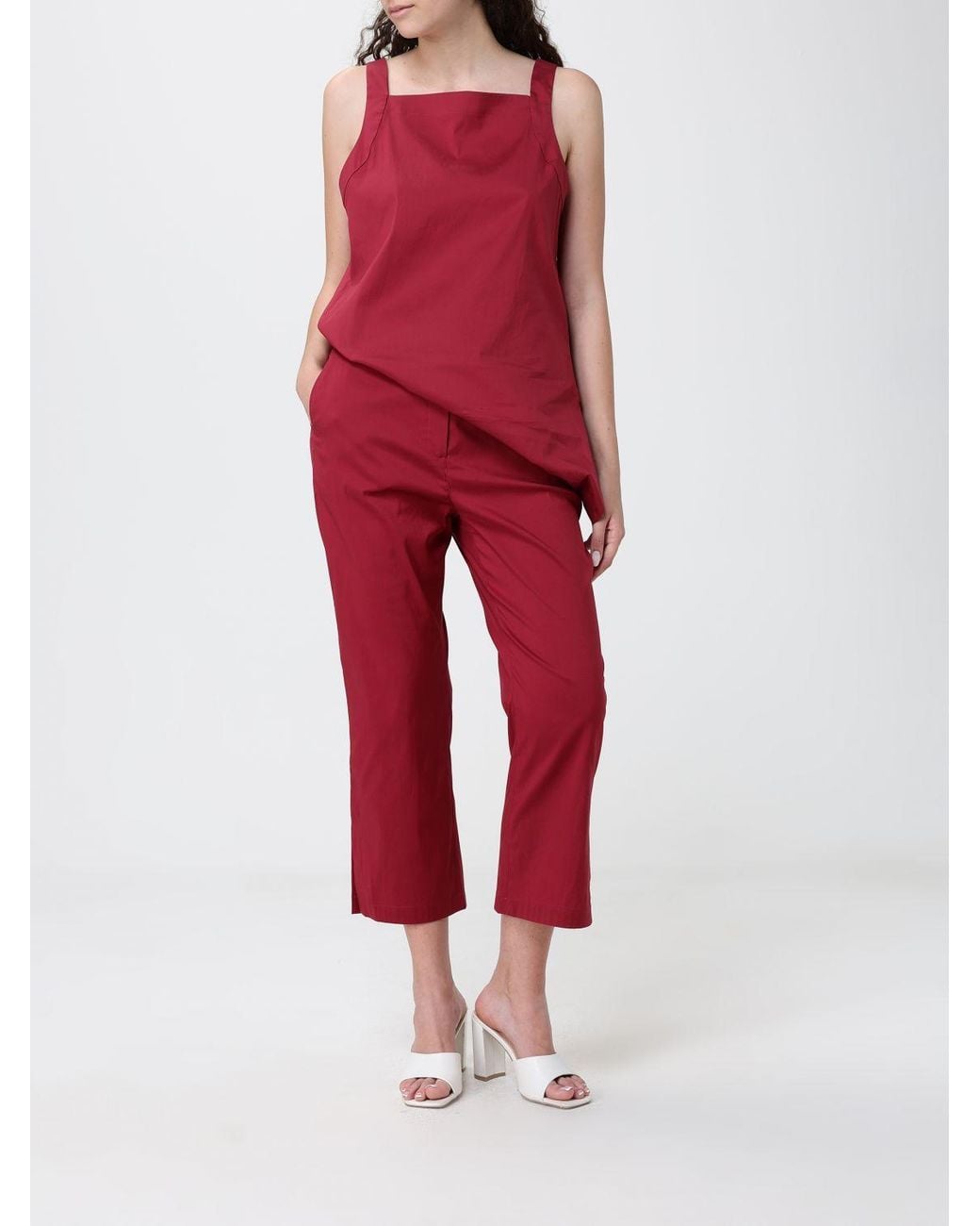 Max Mara Red Straight-Neck Off-Shoulder Top