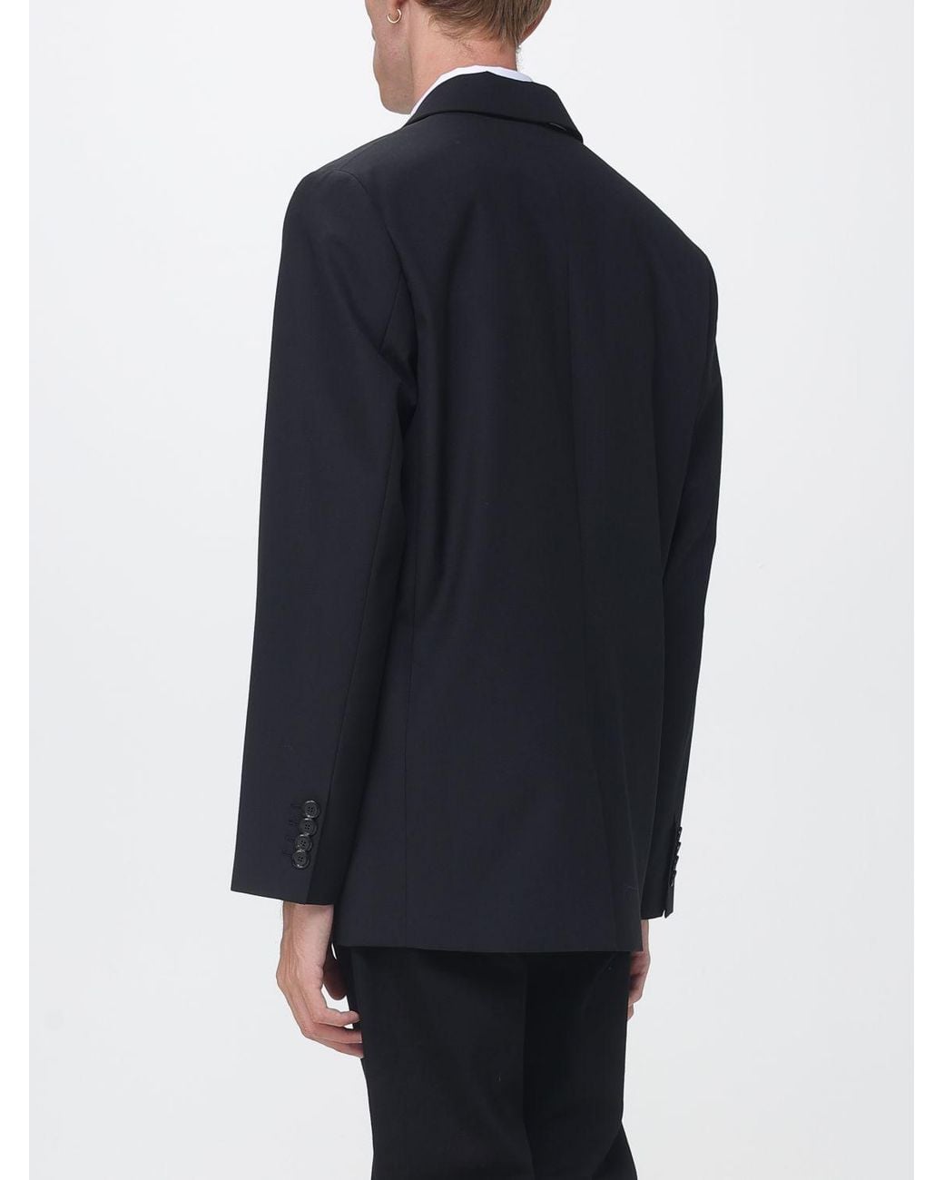 Moschino Couture Blue Single-Breasted Virgin Wool Blazer With All-Over Graphic Print for men