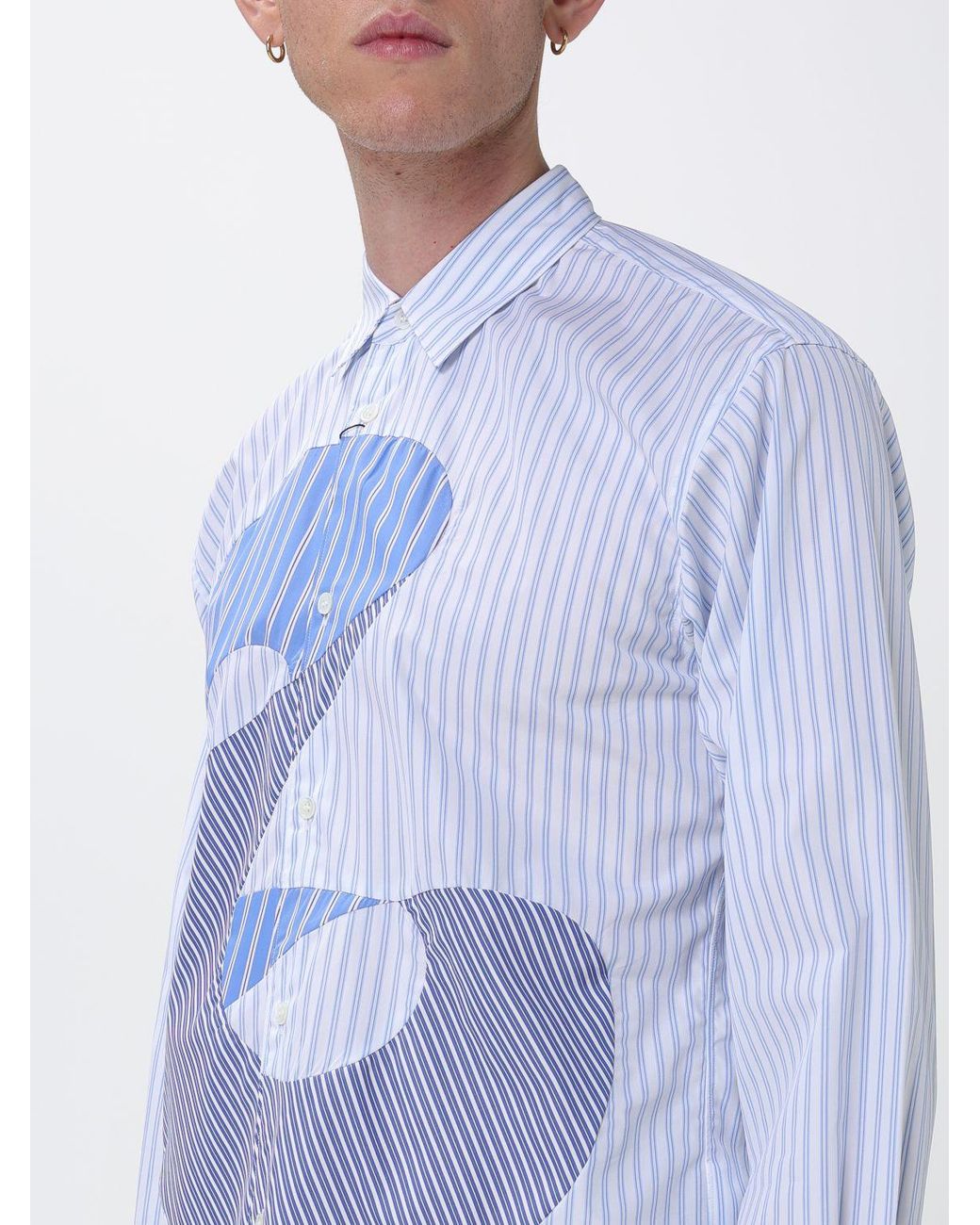 Comme des Garçons Blue Comme Des Gar&Ccedil	Ons Long-Sleeved Poplin Shirt With Stripe Print for men