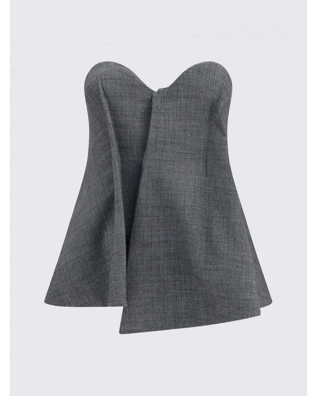 Magda Butrym Gray Off-The-Shoulder Merino Wool Top With A Sweetheart Neckline