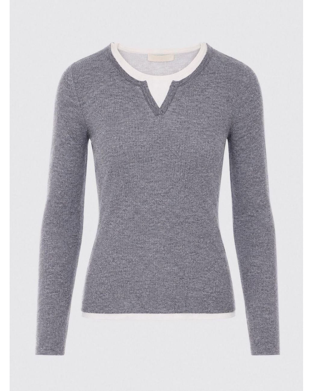 ELEH Gray Long-Sleeved Slim Fit Glitter Wool Crewneck Jumper
