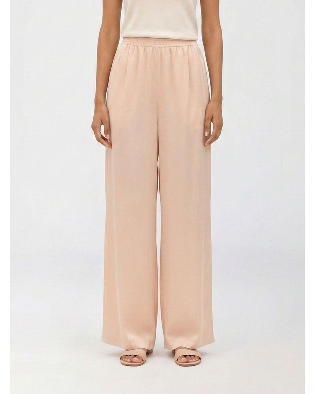 Fabiana Filippi Natural Satin Palazzo Trousers