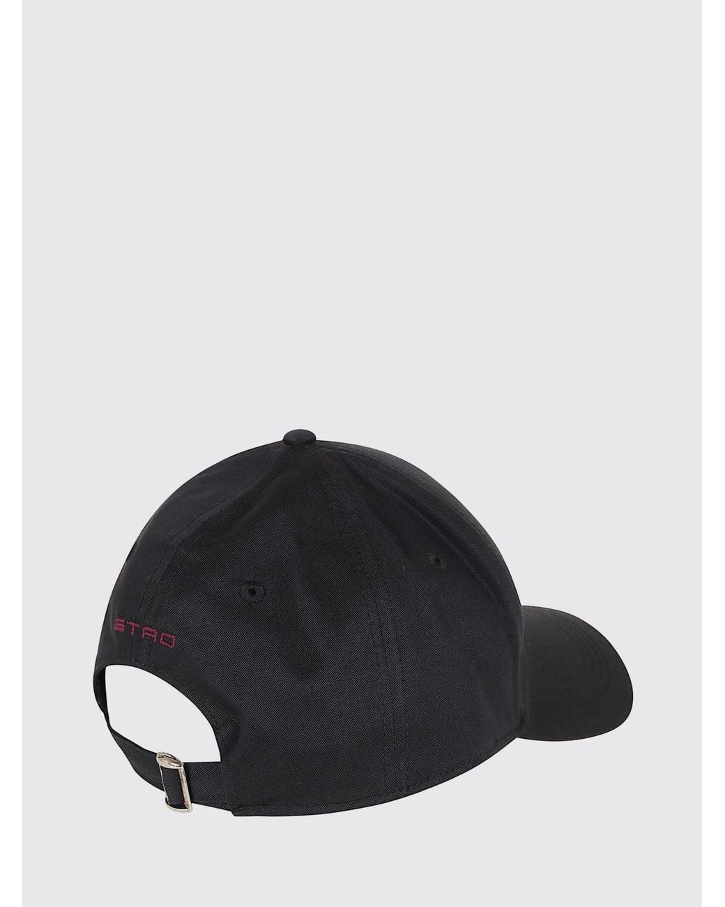 Etro Black Cotton Twill Baseball Cap With Embroidered Pegaso Logo for men