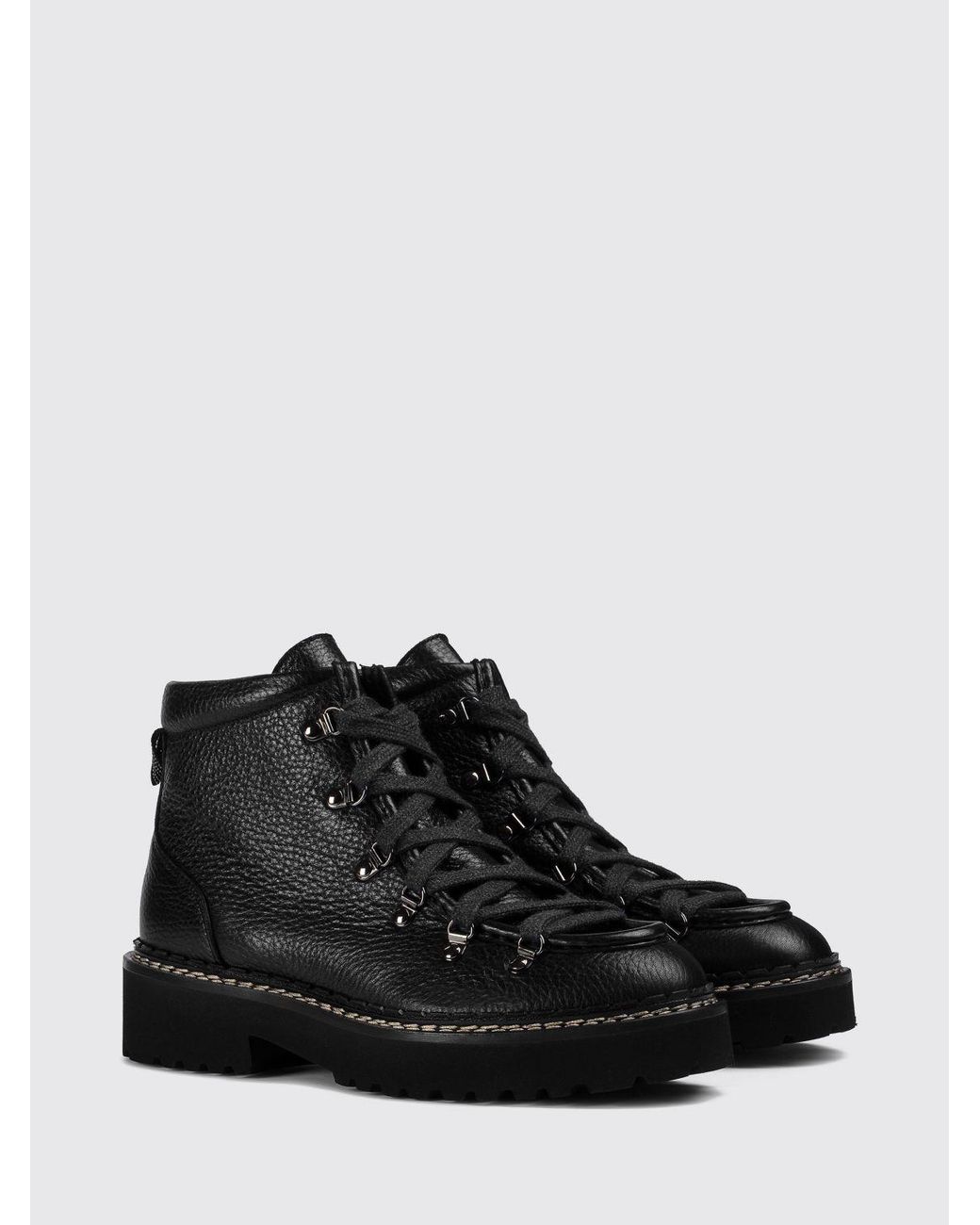 Doucal's Black Schnür-Combat-Boots Aus Hirschleder Mit Profilsohle