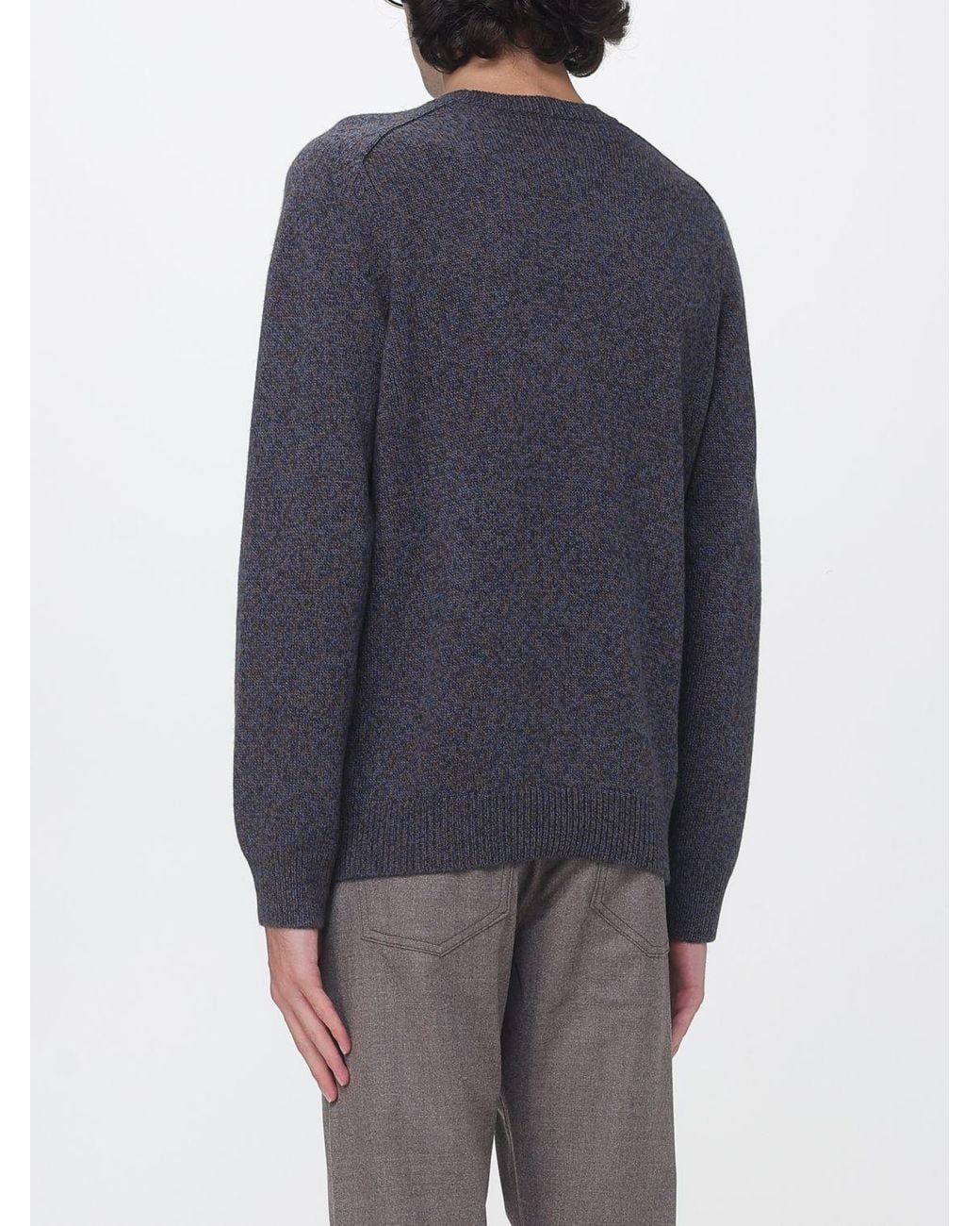 Luciano Barbera Blue Pure Cashmere Crewneck Jumper With A Slim Fit for men