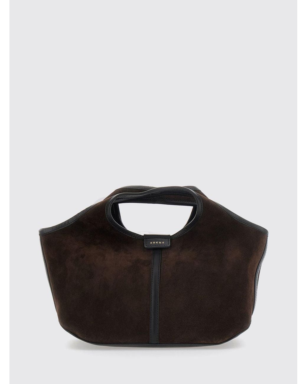 Soeur Black Douce Suede Handbag With Double Handle
