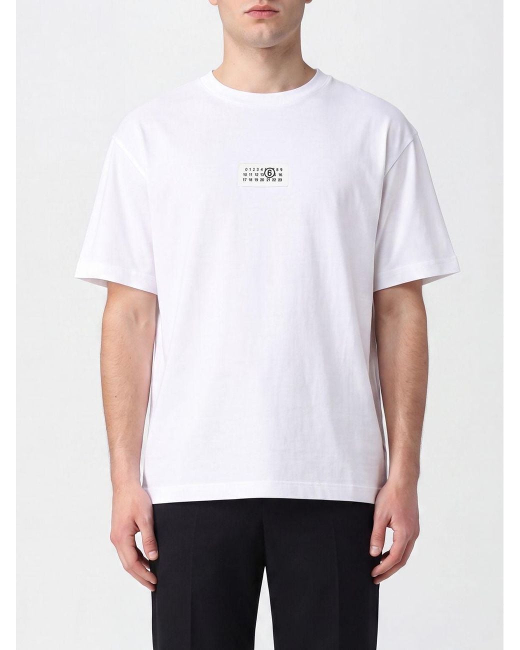 MM6 by Maison Margiela White Cotton T-Shirt With Contrast Logo And Dropped Shoulders for men