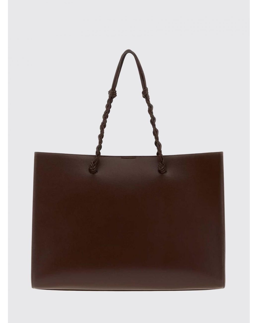 Jil Sander Brown Large Tangle Calfskin Leather Tote Bag With Braided Handle