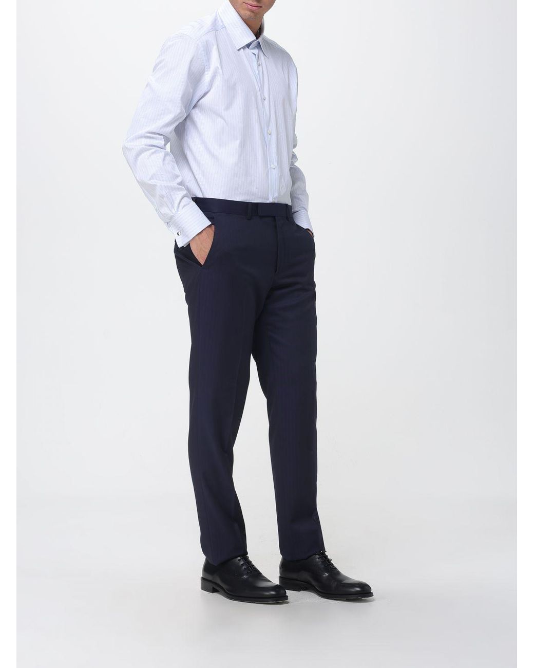 Zegna White Classic Striped Poplin Shirt for men