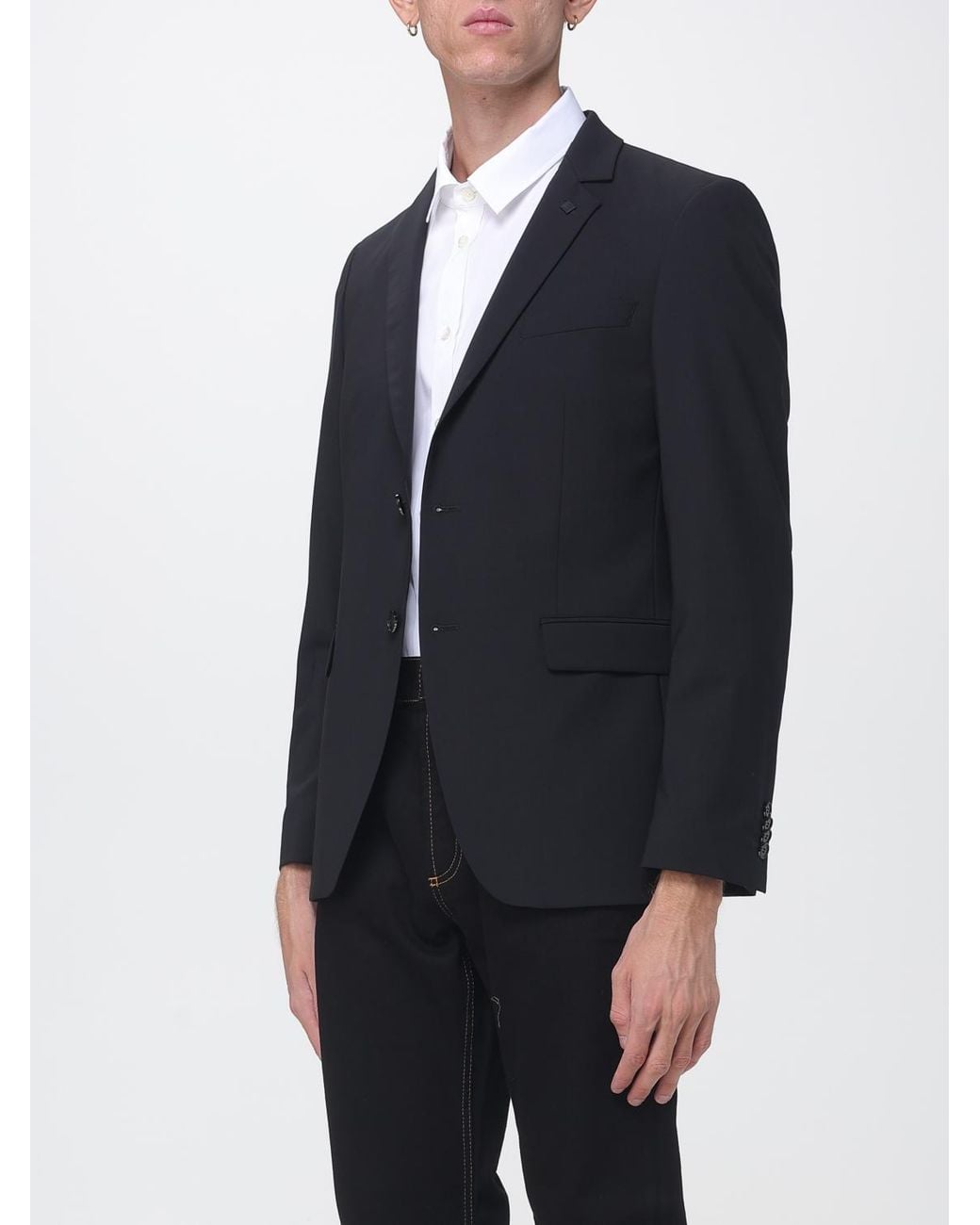 Karl Lagerfeld Blue Single-Breasted Virgin Wool Blazer With Classic Lapels for men