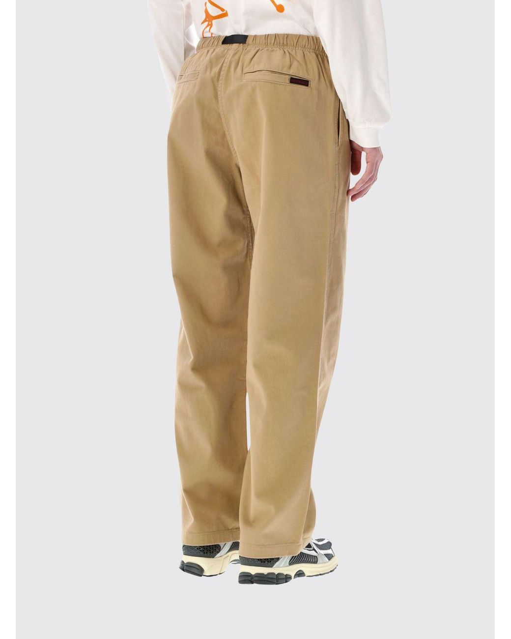 Gramicci Natural Wide Leg Cotton Drawstring Trousers With America Pockets for men