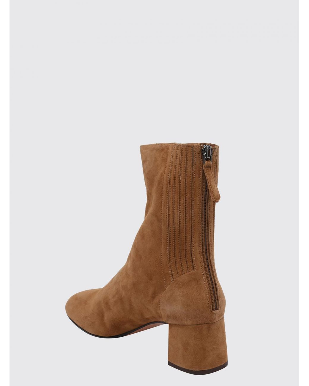 Aquazzura Brown Saint Honorè Suede Ankle Boots With A Mid Heel