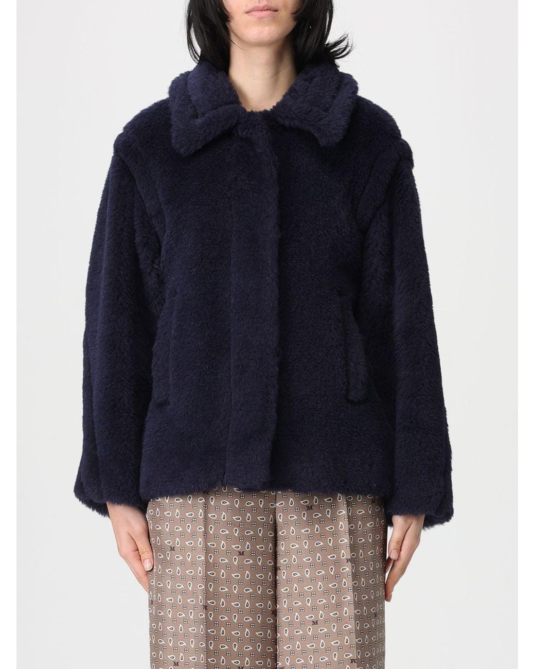 Max Mara Blue Alpaca Fur Coat
