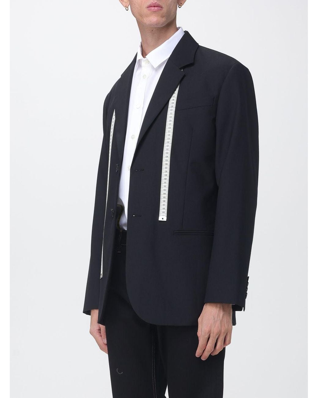 Moschino Couture Blue Single-Breasted Virgin Wool Blazer With All-Over Graphic Print for men