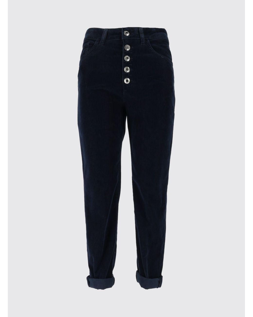 Dondup Blue Koons Straight Cropped Velvet Jeans