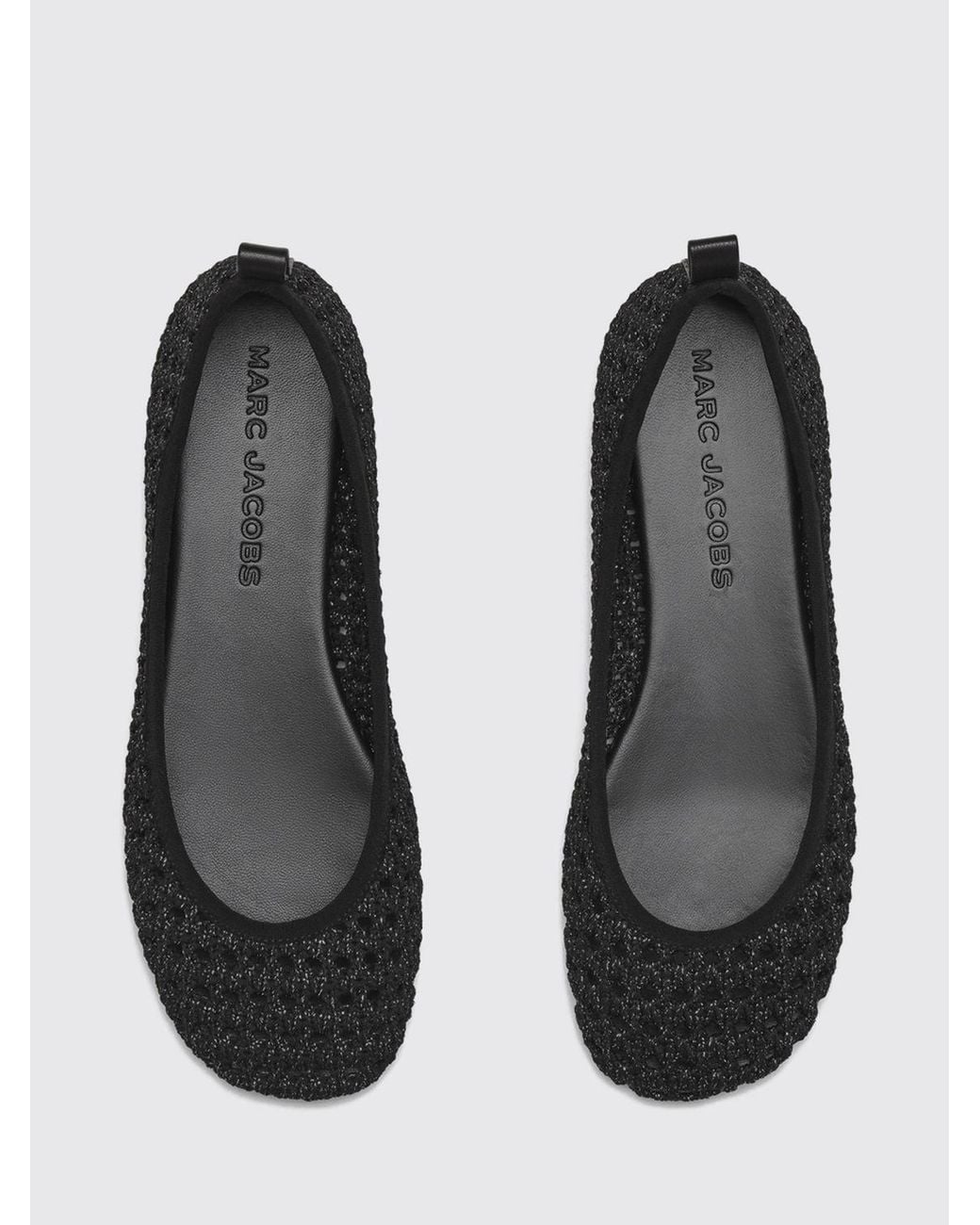 Marc Jacobs White Crochet Polyester Ballet Flats With Perforated Round Toe