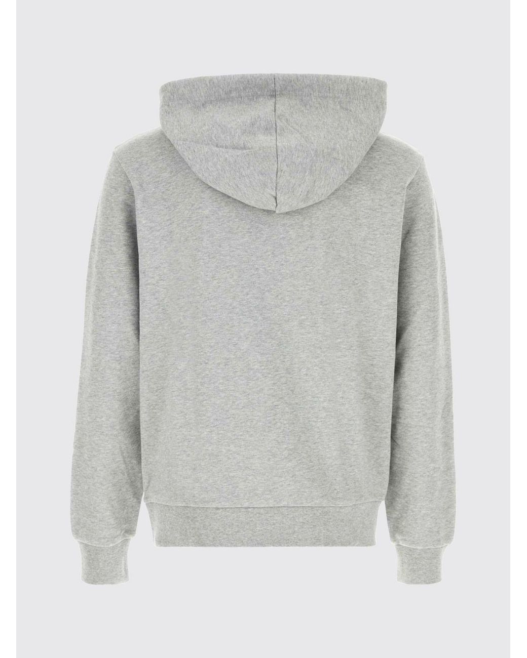 A.P.C. Gray Cotton Logo Hoodie With Kangaroo Pocket for men