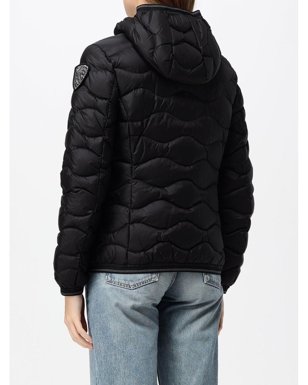 Blauer Black Water-Repellent Hooded Short Down Jacket With Logo Patch