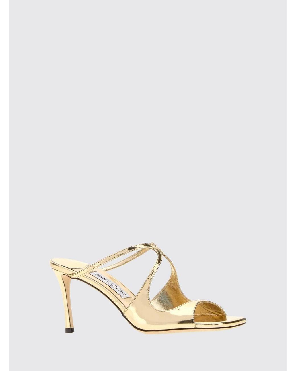 Jimmy Choo Natural Patent Leather Mules Sandals With Medium Heel