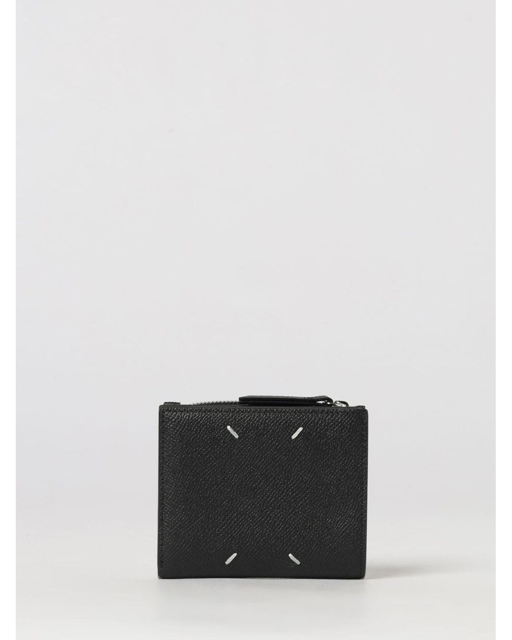 Maison Margiela Black Grained Leather Bifold Wallet With Stitch Detail for men