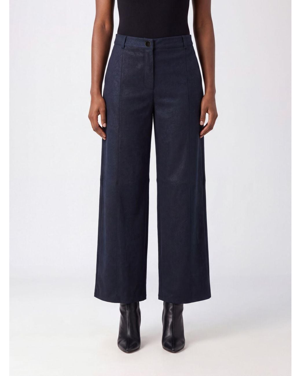 Pinko Blue High-Waisted Straight-Leg Trousers