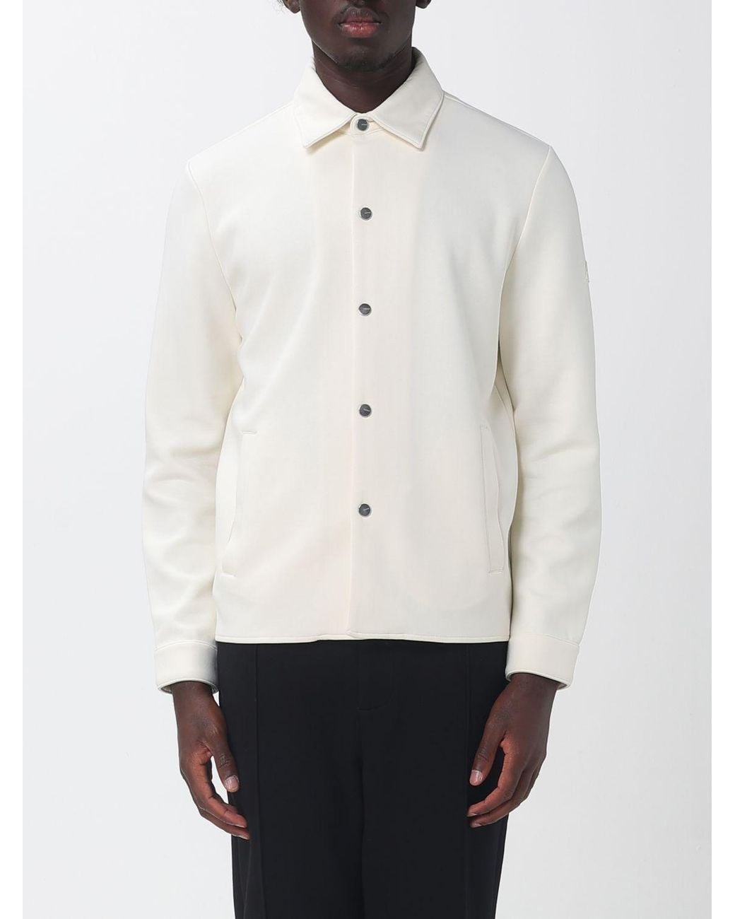 Heskimo White Crêpe Overshirt With Classic Collar And America Pockets for men