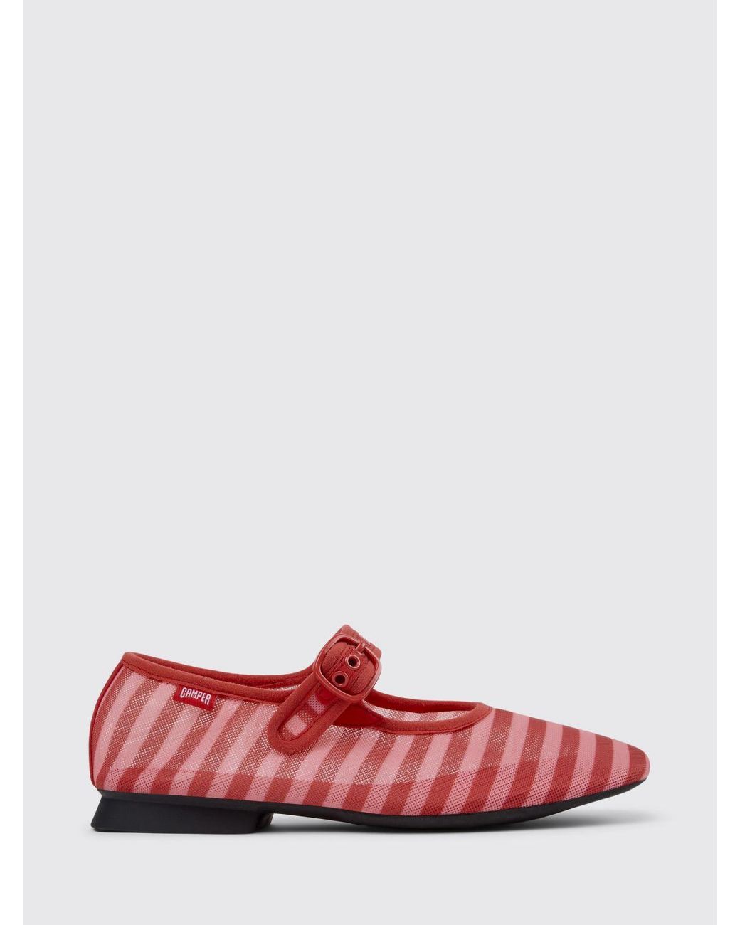 Camper Red Casi Myra Striped Recycled Polyester Ballerinas