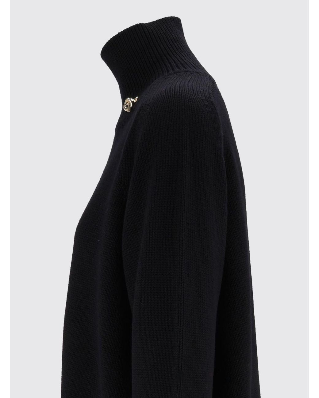 Fabiana Filippi Blue Virgin Wool Turtleneck Jumper With Metal Detail