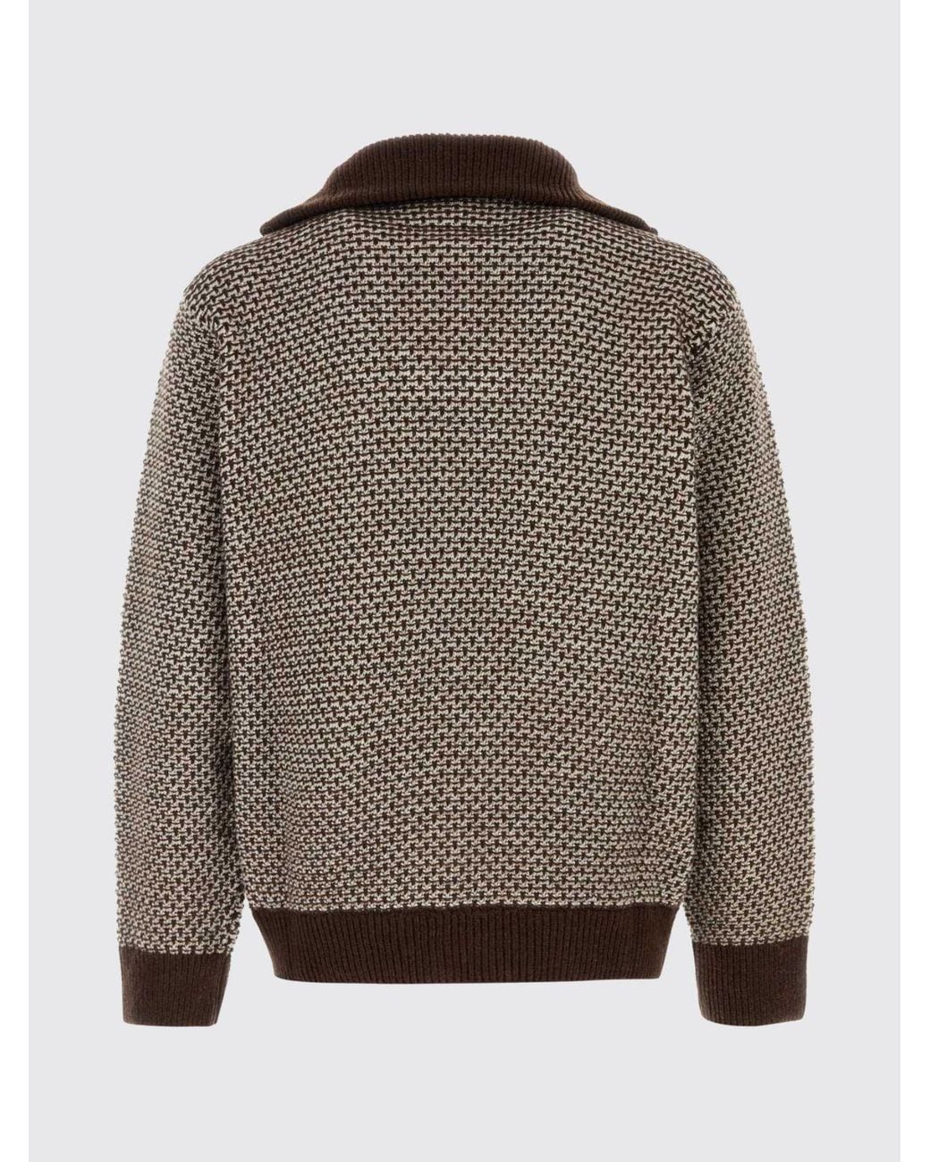MM6 by Maison Margiela Gray Striped Wool-Blend High-Neck Zip Jumper for men