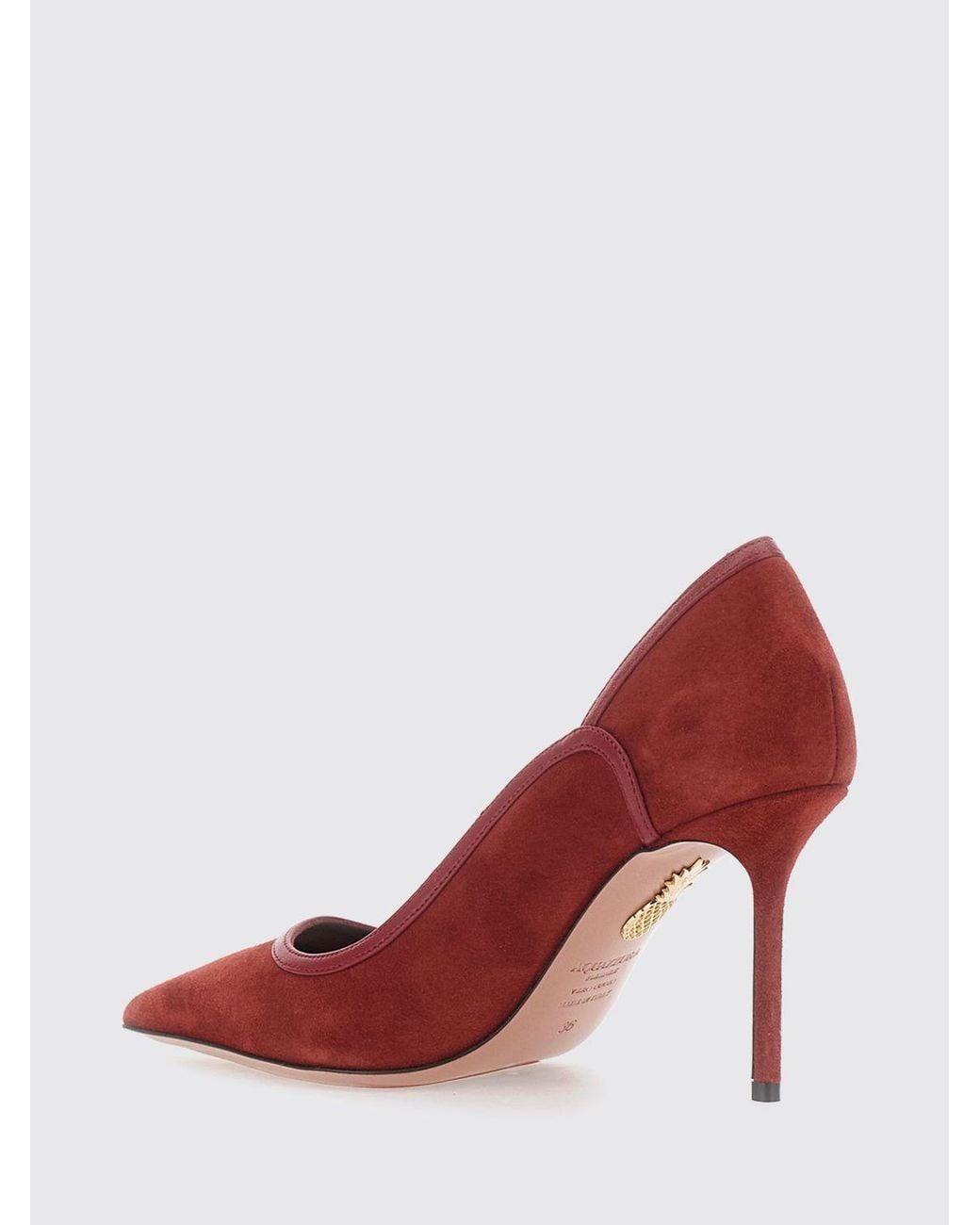 Aquazzura Red Plush Suede Pumps With High Stiletto Heel