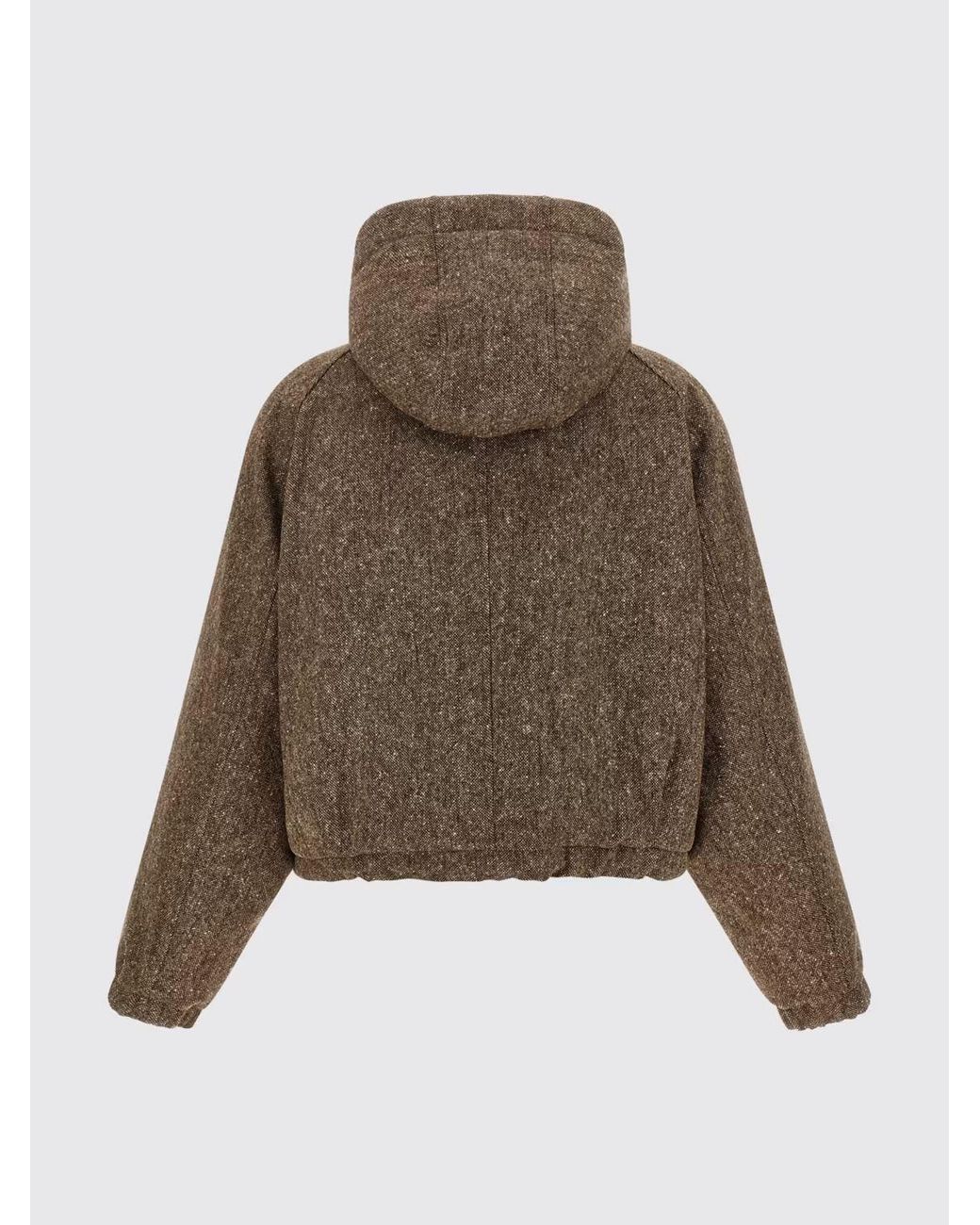 Brunello Cucinelli Brown Relaxed Fit Padded Wool-Blend Bomber Jacket With Hood