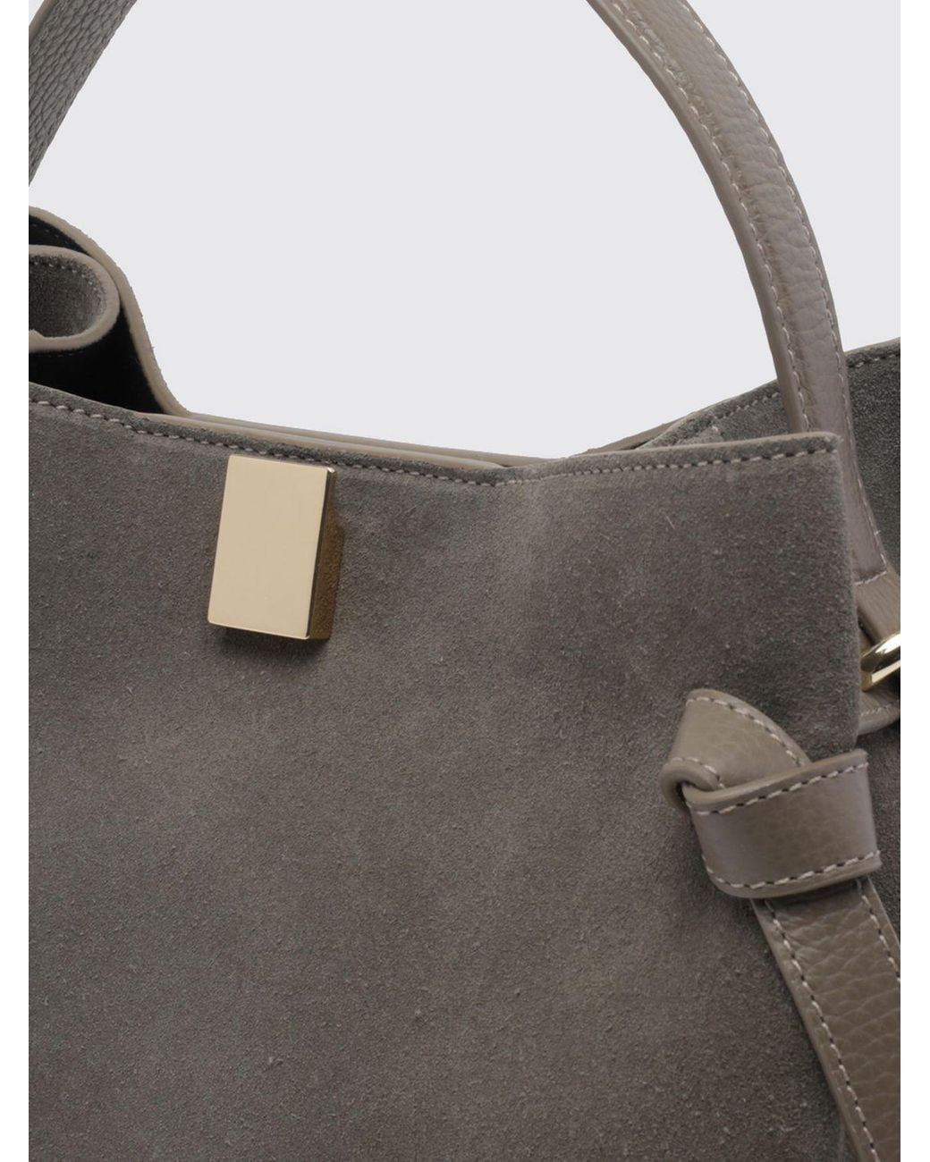 Yuzefi Gray Flared Suede Calfskin Leather Handbag