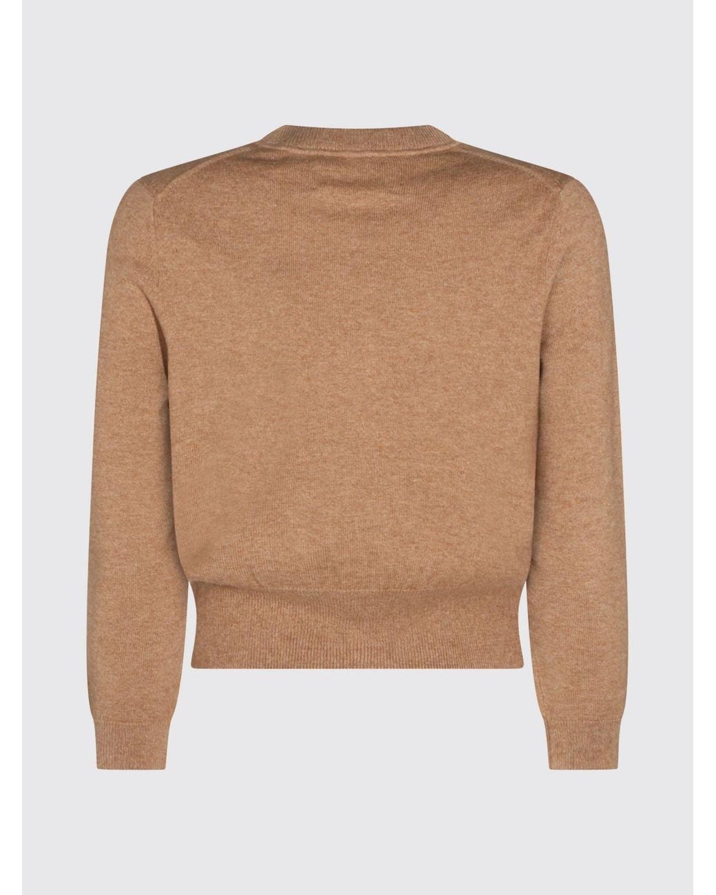 Isabel Marant Brown Cotton And Wool Crewneck Cardigan With Contrast Logo