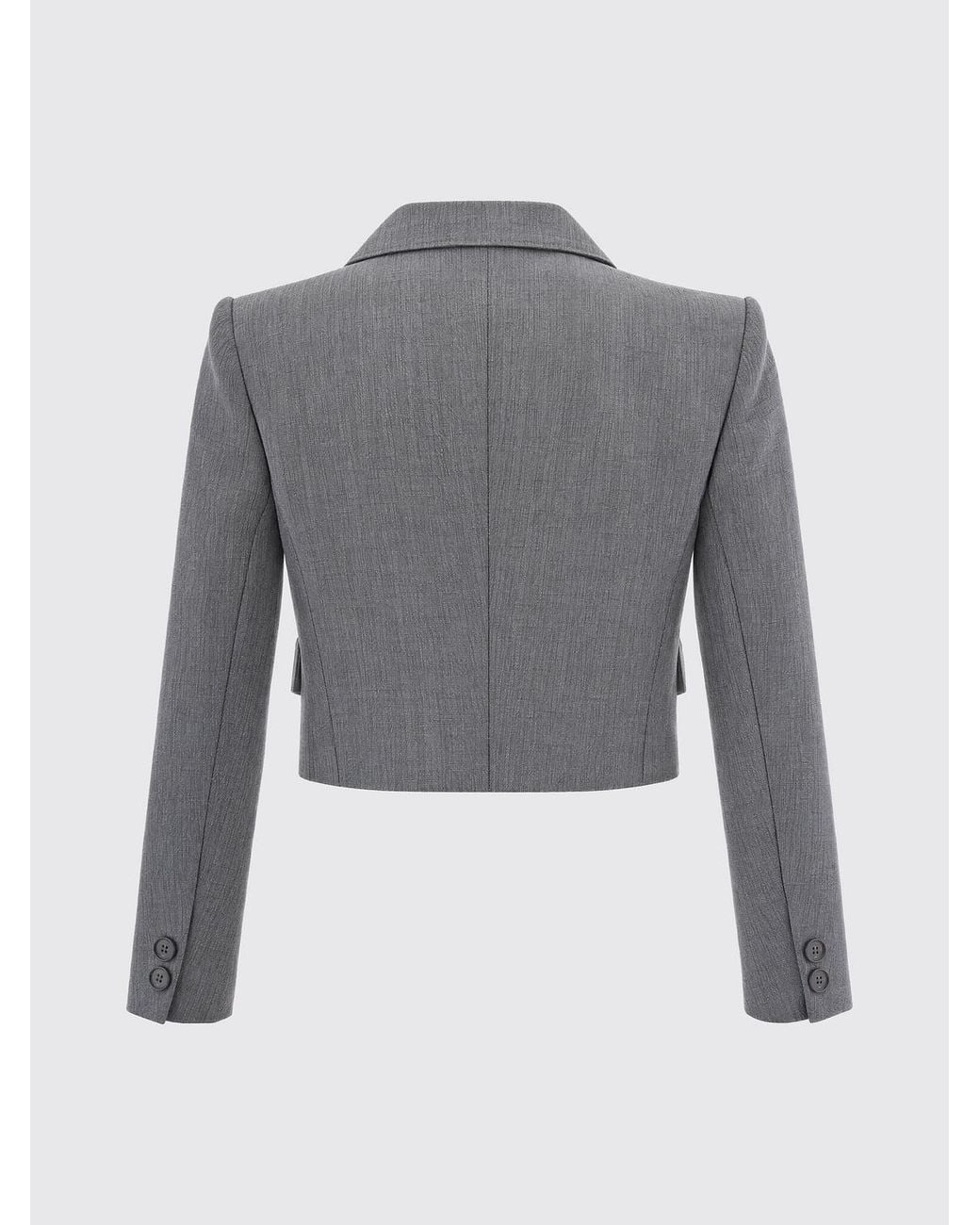 Elisabetta Franchi Blue Cropped Single-Breasted Virgin Wool Blazer With Peak Lapels