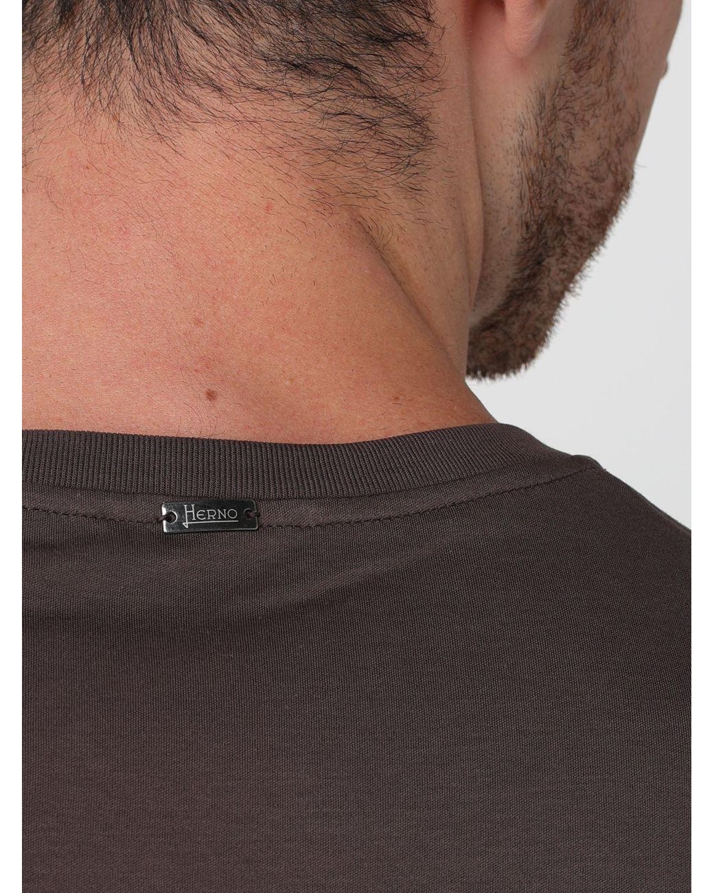 Herno Gray Minimal Design Crewneck T-Shirt for men