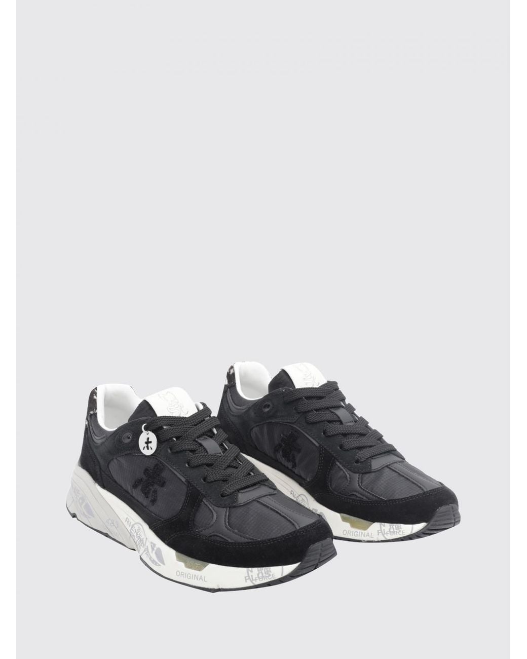 Premiata Black Mased Suede And Technical Fabric Low-Top Sneakers With Logo