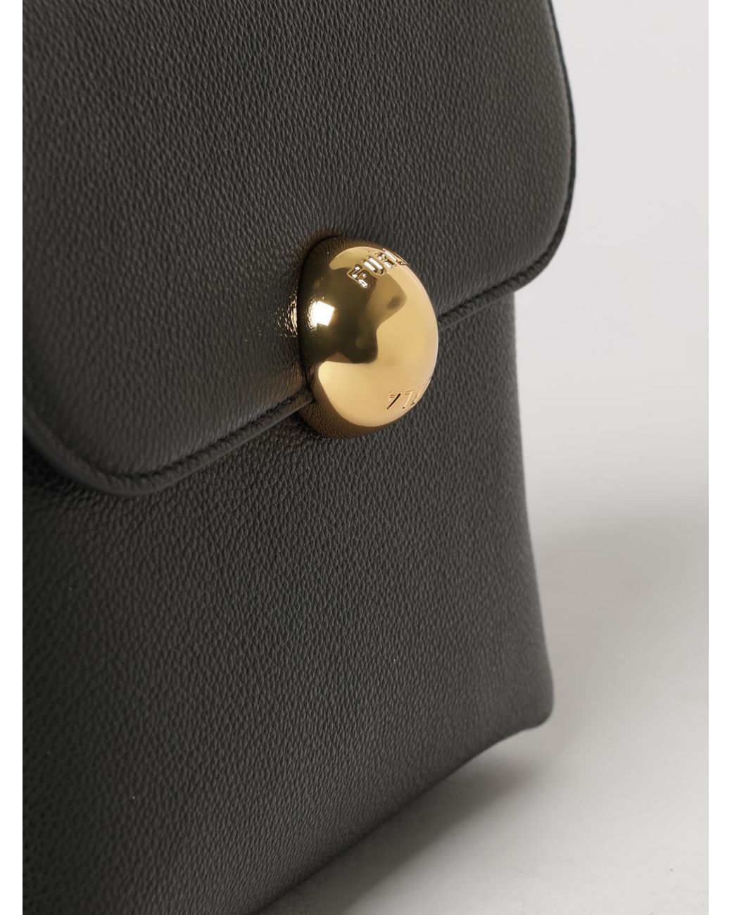 Furla Black Moonlight Cowhide Leather Handbag By With Flap Closure