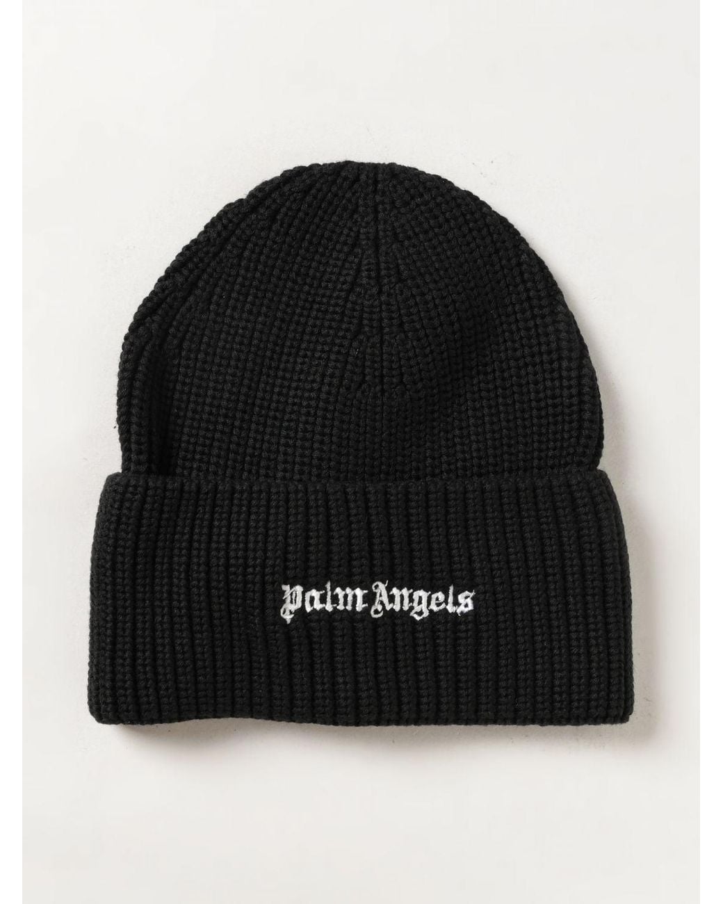 Gorro Beanie Acanalado De Poliéster Con Logotipo Bordado Palm Angels de hombre de color Black