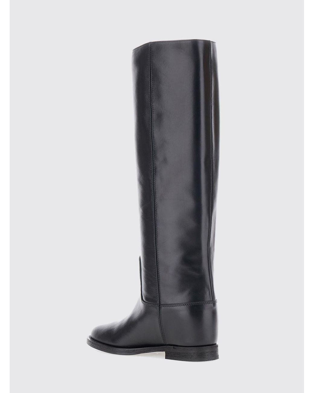 Via Roma 15 Black Calfskin Knee-High Boots With Medium Heel
