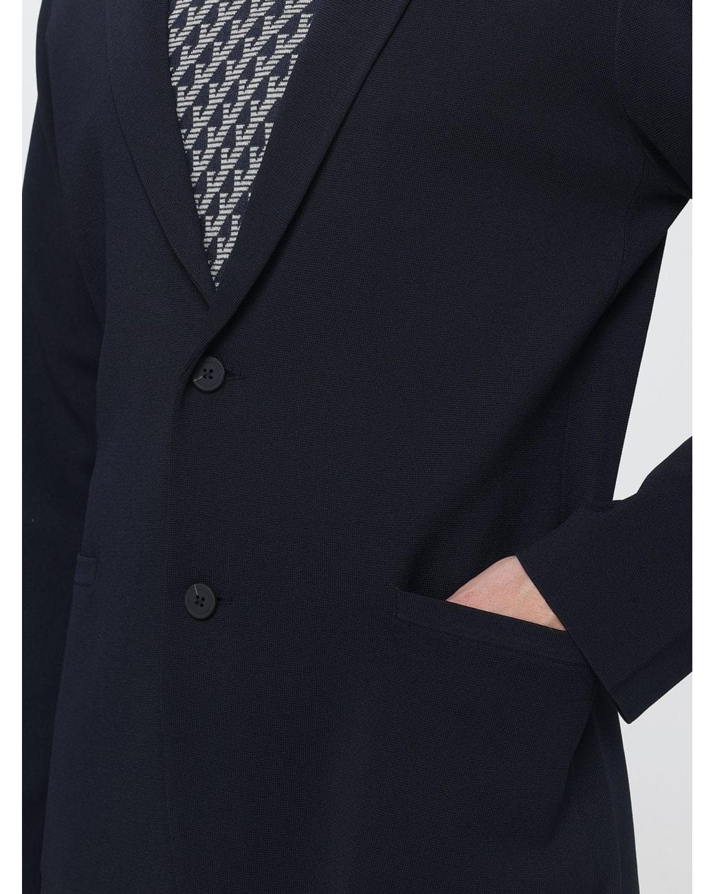 Emporio Armani Blue Single-Breasted Viscose Blend Blazer With Patch Pockets for men
