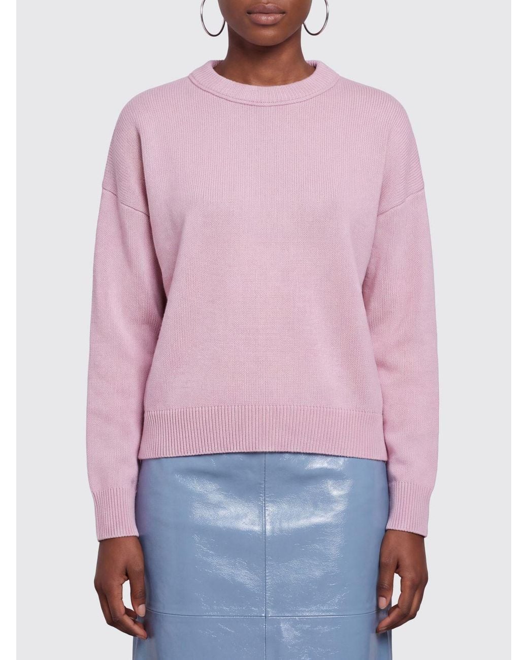 Mrz Red Dropped Shoulder Virgin Wool And Cashmere Crewneck Jumper