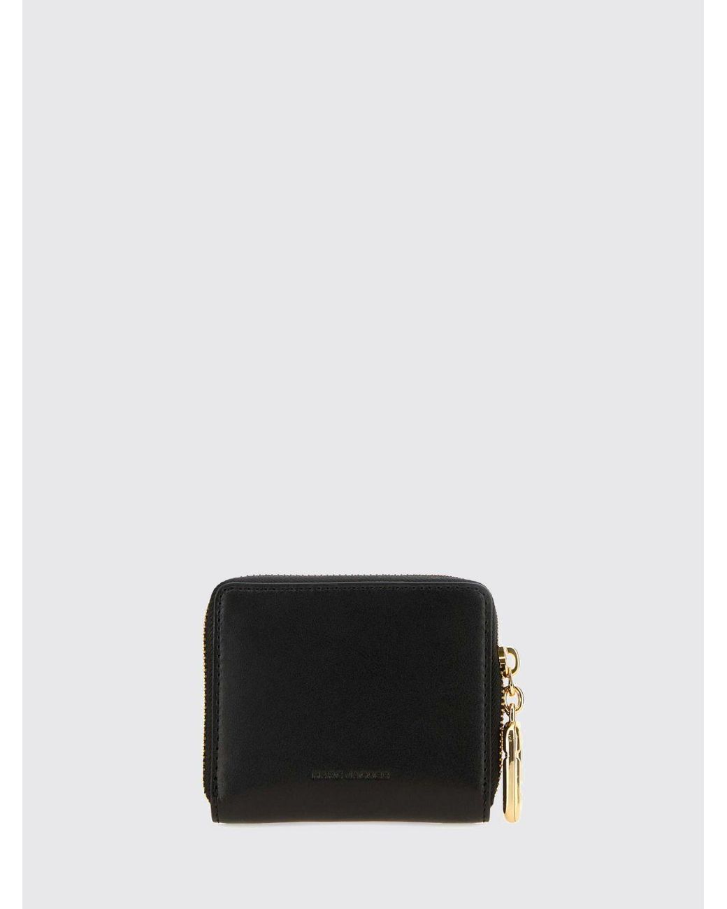Marc Jacobs Black Scene Small Leather Wallet With Zip Closure And Card Slots
