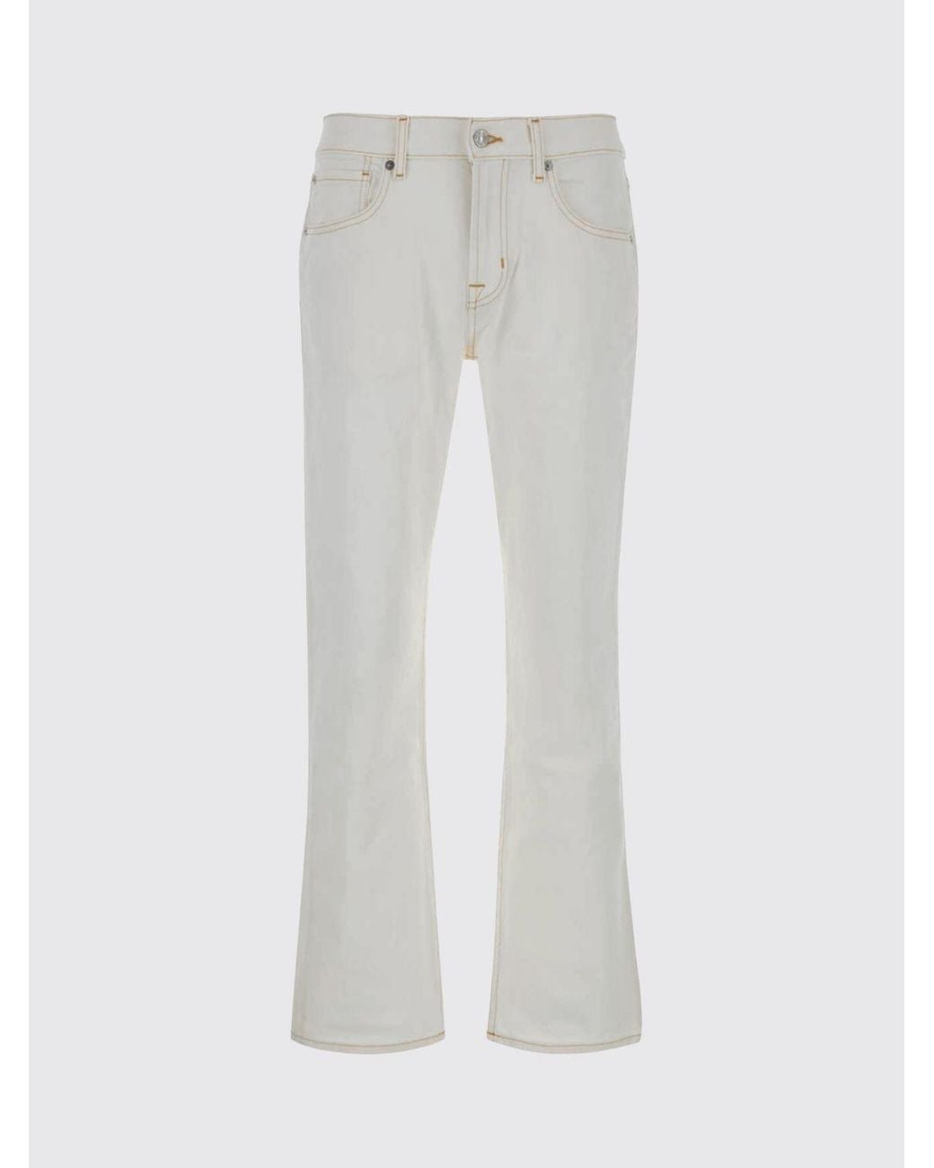 7 For All Mankind White Slim Fit Flared Jeans for men