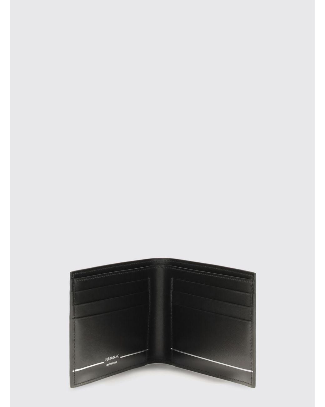 Ferragamo White Smooth Calfskin Bifold Wallet With Gancini Logo for men